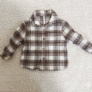 Rylee + Cru Brown and White Plaid Kids Shirt